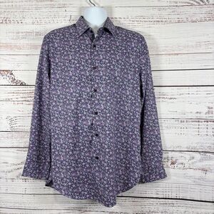 TRK Purple Floral Button Long Sleeve Dress Shirt